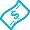 Blue icon of a dollar